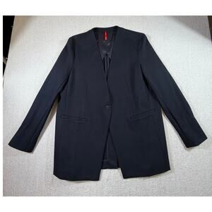 Spanx Women's L Black Perfect Collarless Blazer Stretch Ponte Jacket Work Wear